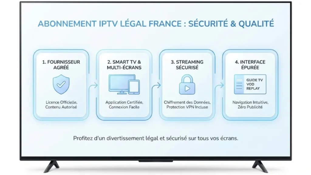 Abonnement IPTV légal France sur Smart TV avec streaming sécurisé