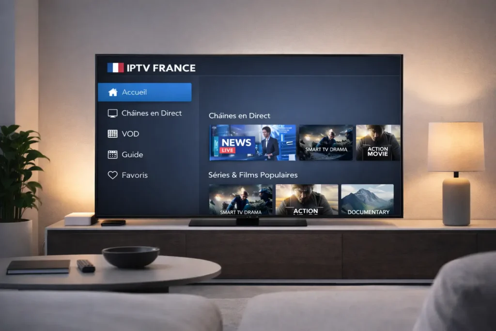 iptv france experience utilisateur avec interface IPTV moderne