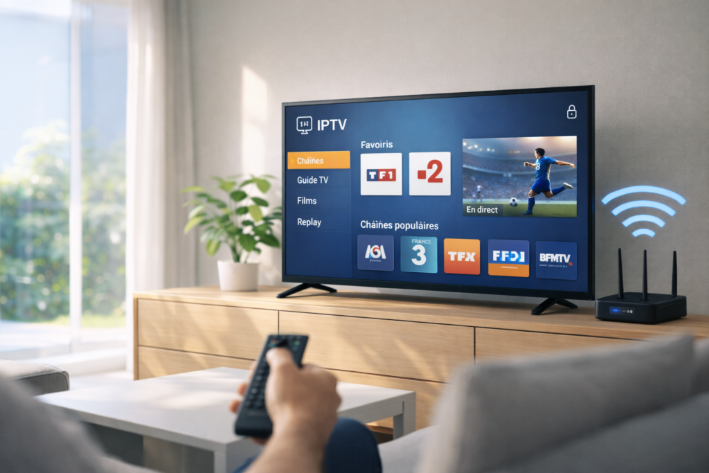 iptv france connexion internet avec télévision connectée et routeur wifi
