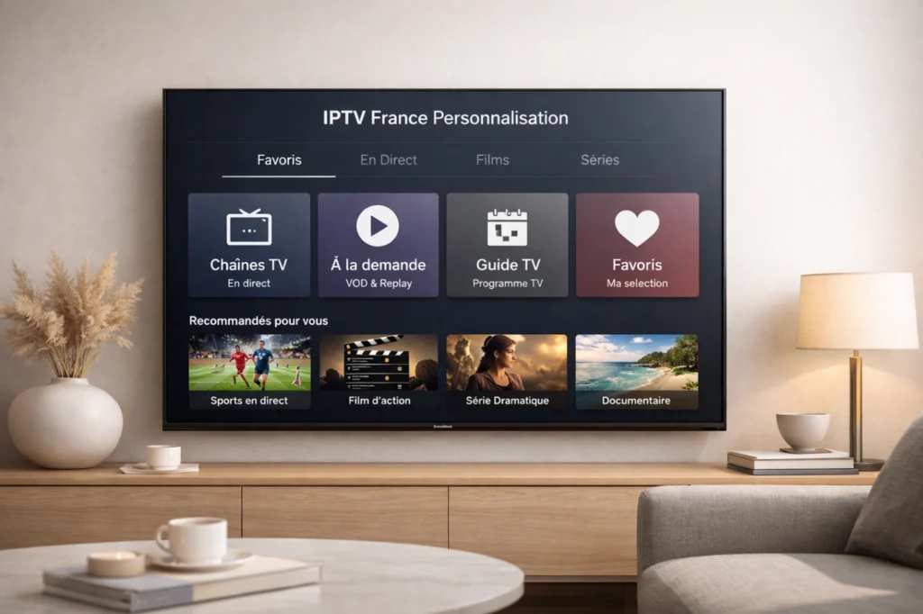 Personnalisation IPTV France sur une interface moderne de télévision
