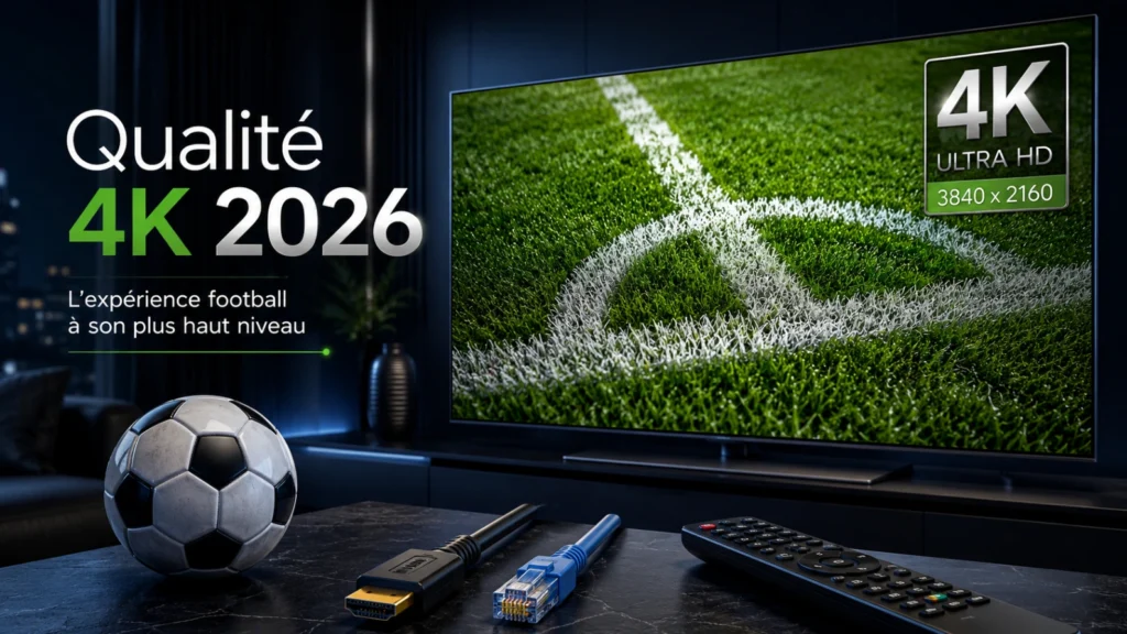 Coupe du Monde 2026 qualité 4K avec Smart TV, câble HDMI et ballon