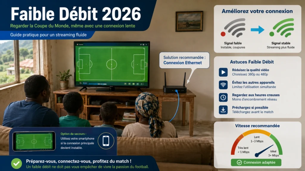 Coupe du Monde 2026 faible débit internet avec routeur, TV et solution anti-coupure