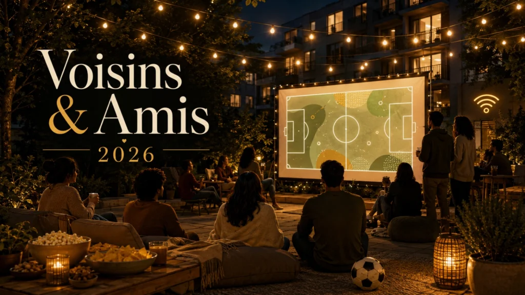 Coupe du Monde 2026 voisins amis avec soirée match sur terrasse et grand écran