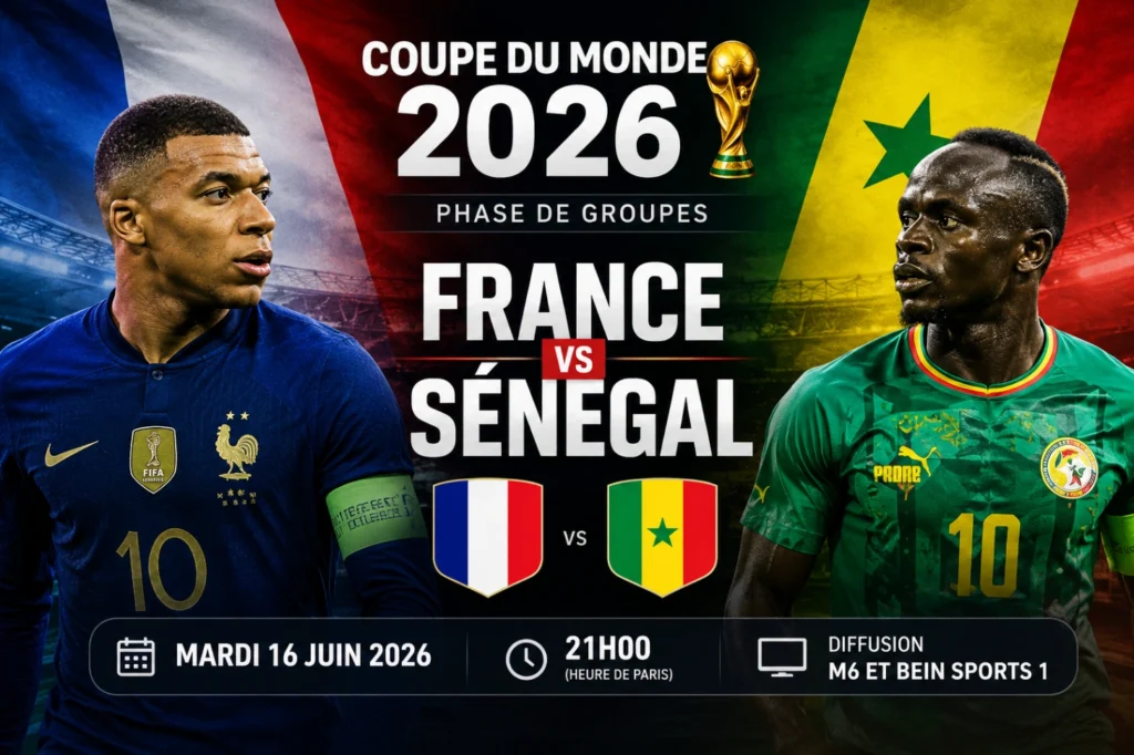 France Sénégal Coupe du Monde 2026 : match de phase de groupes avec heure, chaîne TV M6 et beIN Sports 1