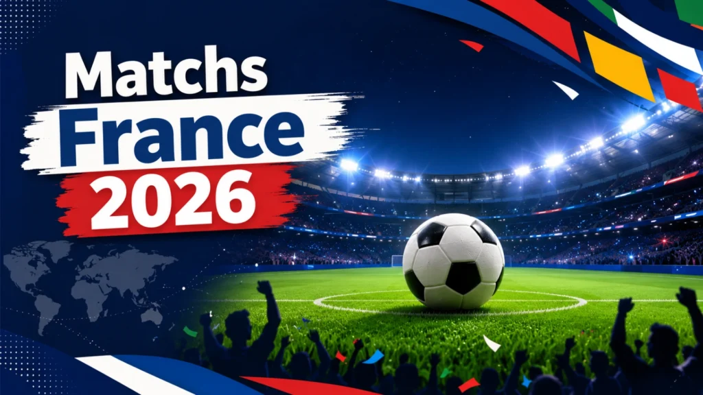 Matchs de la France à la Coupe du Monde 2026 avec stade moderne et ambiance football