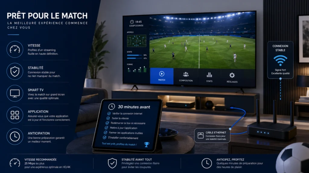 Checklist 30 minutes avant un match pour éviter les coupures TV et IPTV