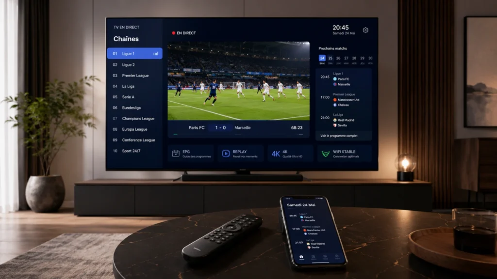 Application IPTV football sur Smart TV pour regarder les matchs en direct