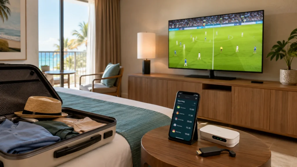 Regarder un match de Coupe du Monde en vacances dans une chambre avec télévision et Wi-Fi
