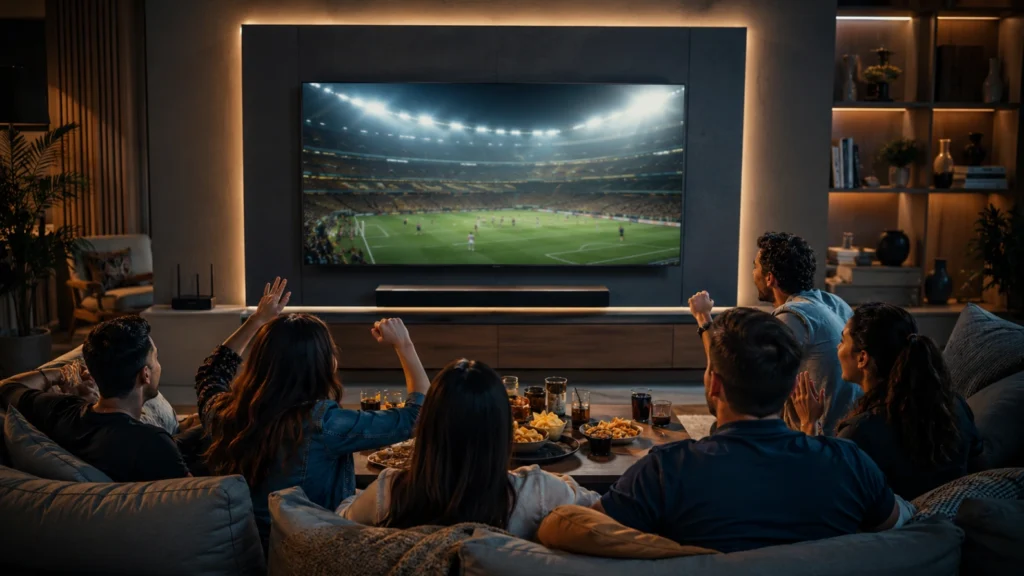 Soirée phase finale Coupe du Monde à la maison avec TV son et invités