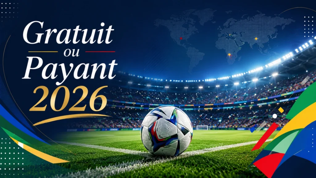 Coupe du Monde 2026 gratuit ou payant avec stade moderne et écran TV