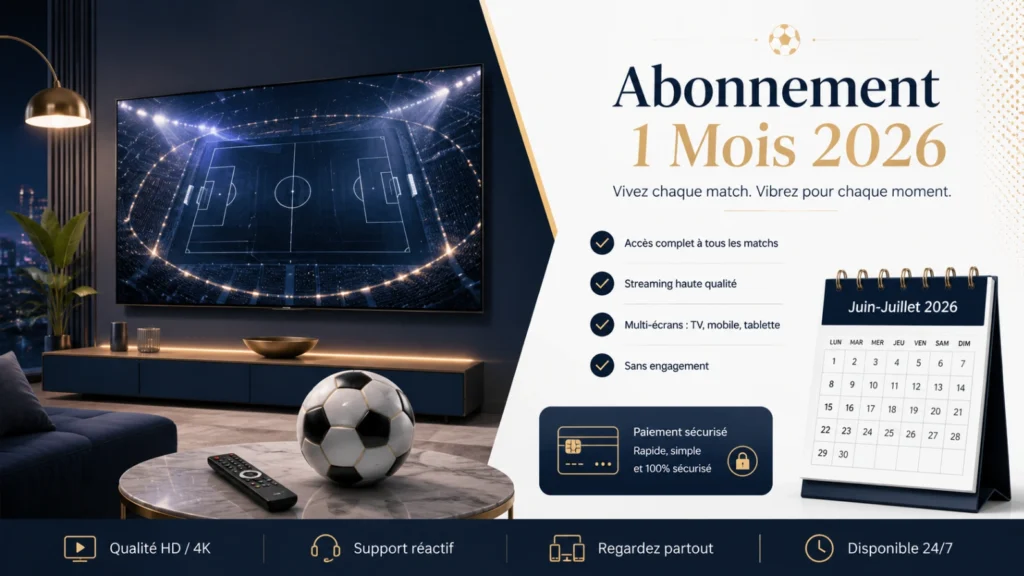 Abonnement TV Coupe du Monde 2026 1 mois avec calendrier, télévision et ballon