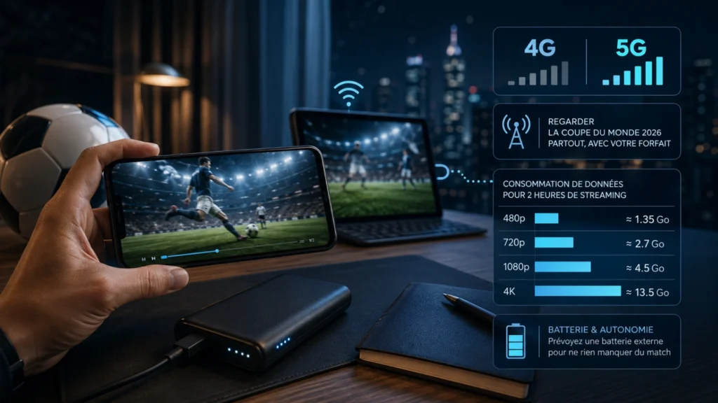 Consommation data pour regarder la Coupe du Monde 2026 en 4G ou 5G